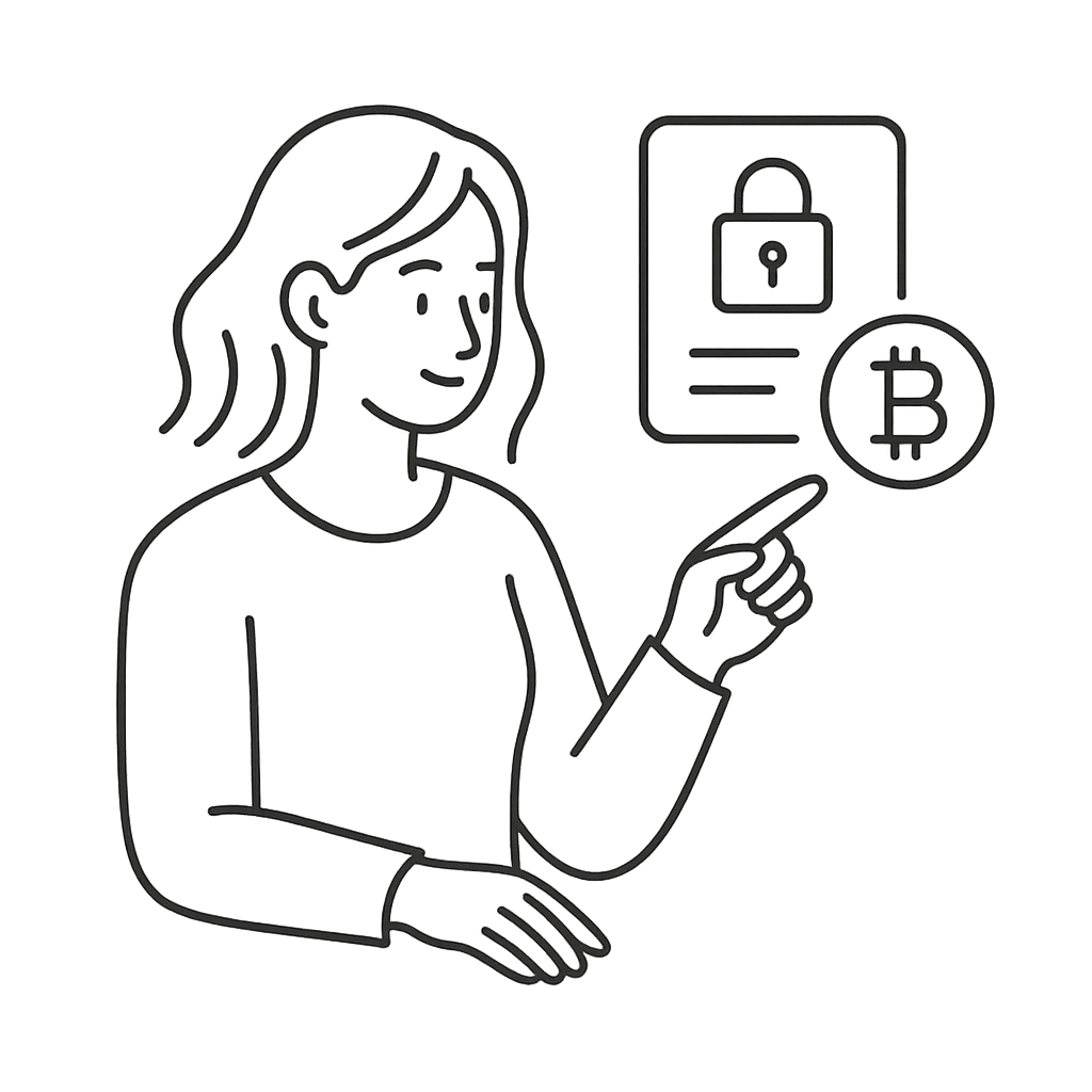 Professionista che notarizza un documento sulla blockchain Bitcoin